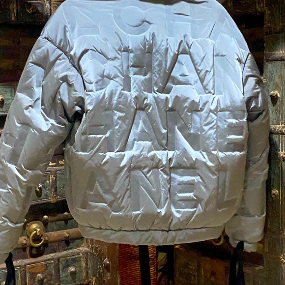 CHANEL Jackets & Blazers - Rare CHANEL iconic silver grey puffer runway down jacket w/ ties ow snow bunny !